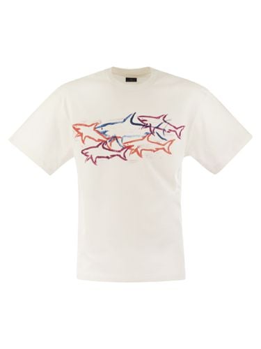 Cotton T-shirt With Shark Print - Paul & Shark - Modalova