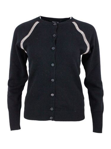 Cardigan Sweater With Crew Neck And Button Closure In 100% Cashmere Embellished With Brilliant Monili On The Armhole - Fabiana Filippi - Modalova