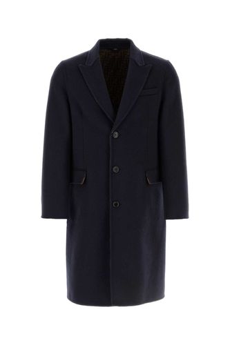 Fendi Navy Blue Wool Blend Coat - Fendi - Modalova