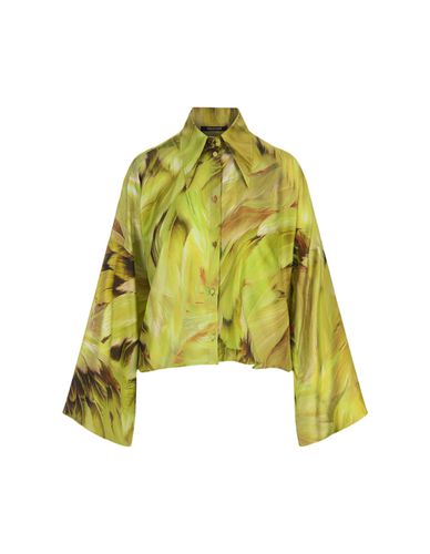 Lime Plumage Print Shirt - Roberto Cavalli - Modalova
