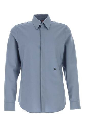 Powder Blue Stretch Wool Shirt - Gucci - Modalova