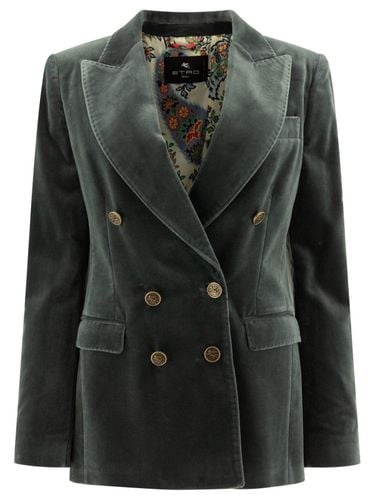 Etro Double-breasted Velvet Blazer - Etro - Modalova