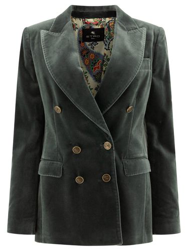 Etro Double-breasted Velvet Blazer - Etro - Modalova