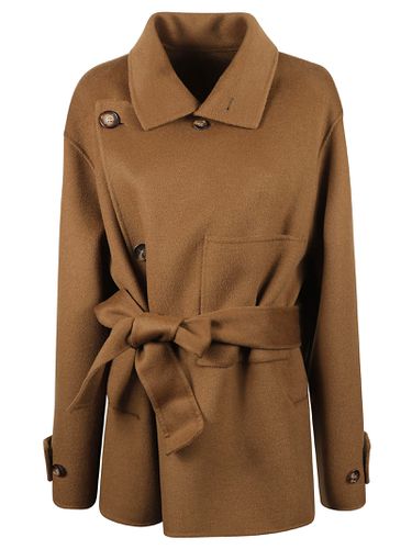 Tie-waist Side Buttoned Pea Coat - Philosophy di Lorenzo Serafini - Modalova