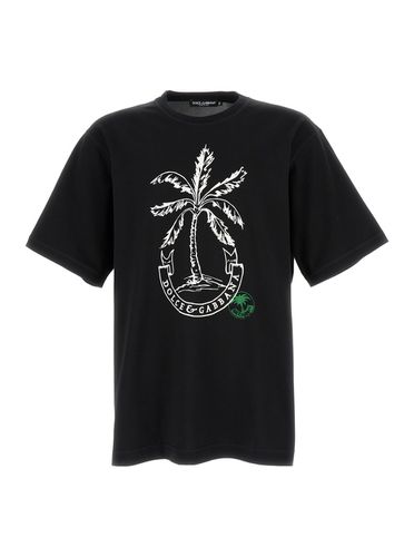 T-shirt With Banana Tree Print In Cotton Man - Dolce & Gabbana - Modalova