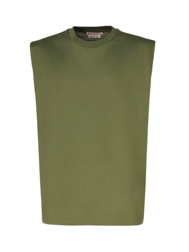 Cotton Sleeveless T-shirt With Dripping Print - Marni - Modalova
