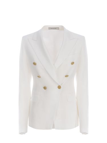 White Double-breasted Blazer - Tagliatore - Modalova