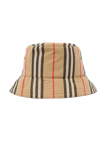 Brown Bucket Hat With Icon Stripe Motif In Cotton - Burberry - Modalova