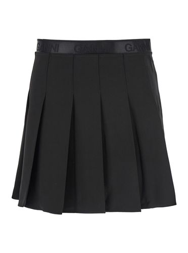 Light Twill Pleated Mini Skirt - Ganni - Modalova