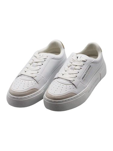 Leather Sneakers With Matching Box Sole And Lace Closure. Small Golden Rear Logo And Side Writing - Armani Collezioni - Modalova