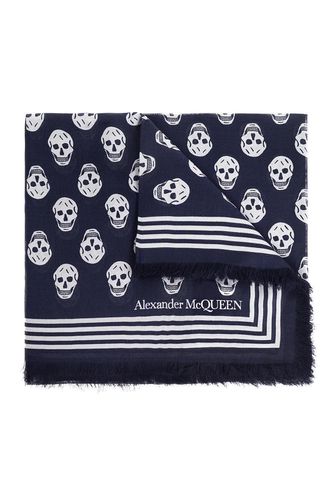 Skull Printed Fringed Scarf - Alexander McQueen - Modalova