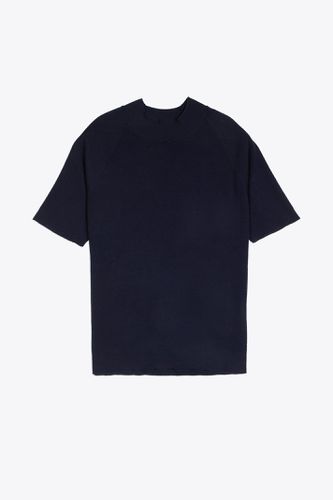 Lupetto In Maglia M/manica Navy wool mockneck t-shirt - Mauro Grifoni - Modalova