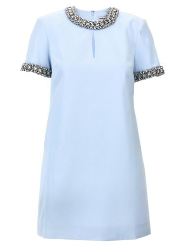 Blue Satin Embellished Mini Dress - self-portrait - Modalova