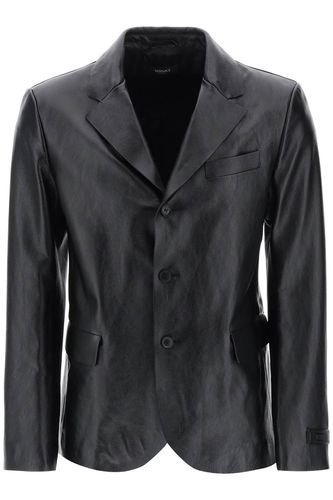 Versace Black Leather Jacket - Versace - Modalova