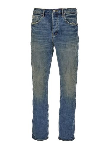 Skinny Jeans With Crinkled Effect In Cotton Blend Denim Man - Purple Brand - Modalova