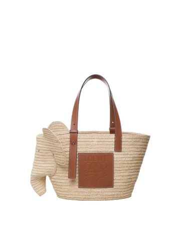 Elephant Basket Bag In Raffia And Leather - Loewe - Modalova