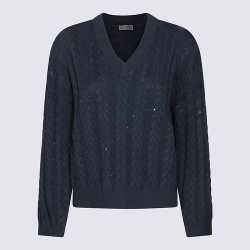 Blue Cotton Knitwear - Brunello Cucinelli - Modalova