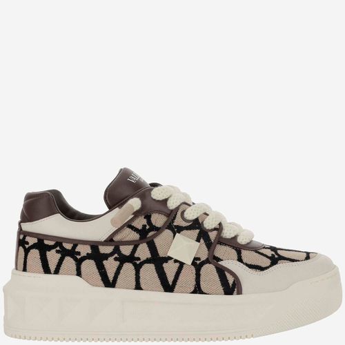 Low-top One Stud Xl Sneakers In Nappa Leather And Toile Iconographe Fabric - Valentino Garavani - Modalova