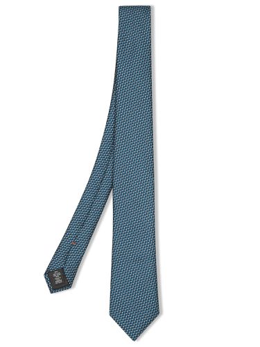 Zegna Geometric Teal Silk Tie - Zegna - Modalova