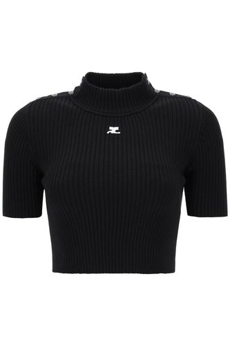 Cropped Top In Ribbed Knit - Courrèges - Modalova