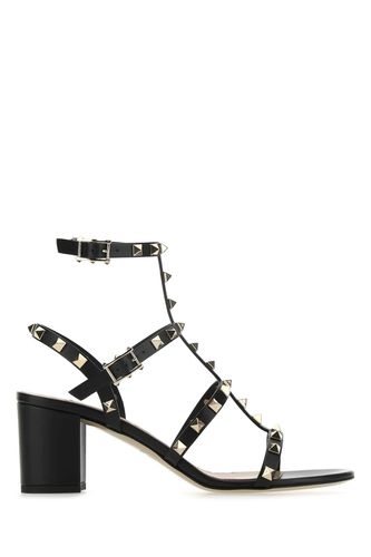 Black Leather Rockstud Sandals - Valentino Garavani - Modalova