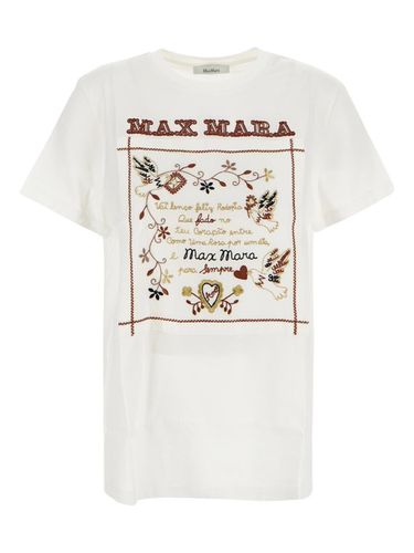 Crew Neck T-shirt With Embroidered Design And Logo In Cotton - Max Mara - Modalova