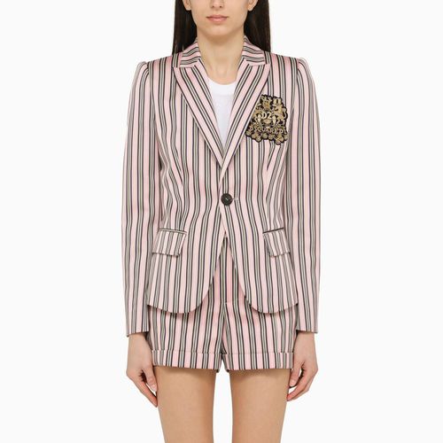 Pink/blue Striped Single-breasted Jacket In Cotton Blend - Dsquared2 - Modalova
