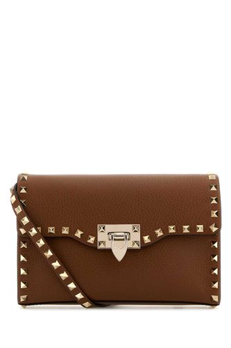 Brown Leather Small Rockstud Crossbody Bag - Valentino Garavani - Modalova