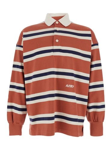 Orange Polo Shirt With Lettering Logo Embroidered On The Front In Cotton Man - Autry - Modalova