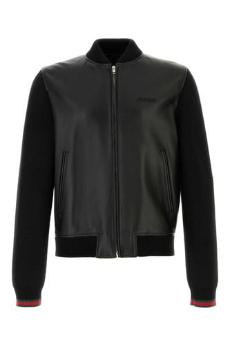 Nappa Leather And Knit Bomber Jacket - Gucci - Modalova