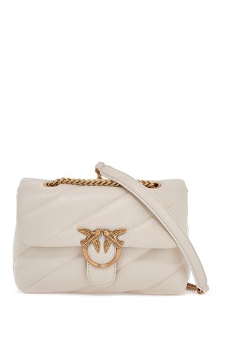 White Silk Leather Shoulder Bag With Golden Chain - Pinko - Modalova