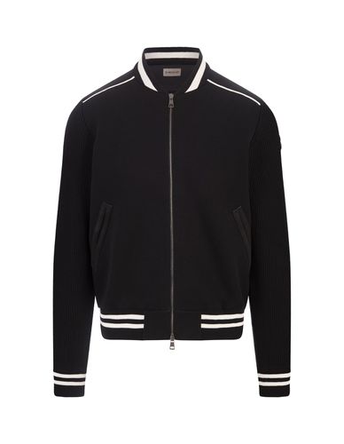 Bomber Style Cardigan With Striped Hem - Moncler - Modalova