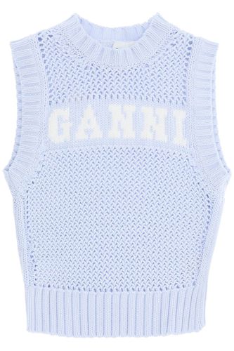 Ganni Light Blue Cotton Vest - Ganni - Modalova