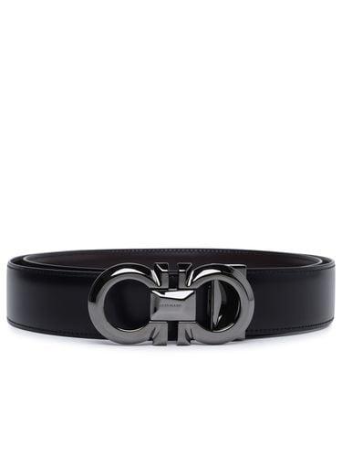 Gancini Black Calf Leather Belt - Ferragamo - Modalova