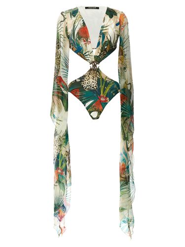 One-piece Swimwear With Sleeves And Jungle Print - Roberto Cavalli - Modalova