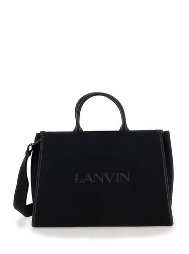 Medium Tote Bag With Logo Detail In Cotton Man - Lanvin - Modalova