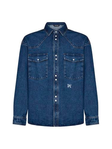 Palm Angels Blue Denim Overshirt - Palm Angels - Modalova