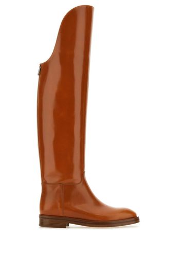 Caramel Leather Equestran Boots - Durazzi Milano - Modalova