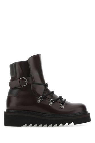 Aubergine Leather Elimo Ankle Boots - Ferragamo - Modalova