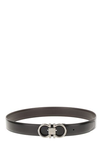 Black Leather Reversible Belt - Ferragamo - Modalova