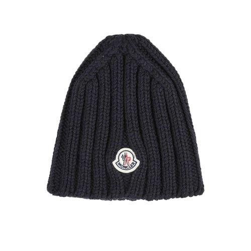 Moncler Logo Patch Knit Beanie - Moncler - Modalova