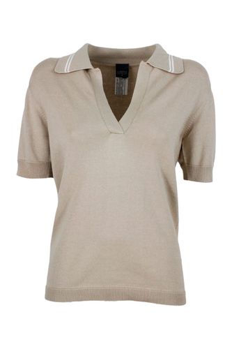 Short-sleeved Polo T-shirt In Cotton And Cashmere - Lorena Antoniazzi - Modalova