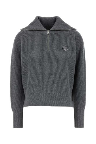 Dark Grey Wool Blend Sweater - Maison Kitsuné - Modalova