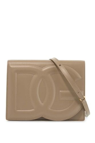 Taupe Calfskin Crossbody Bag With Adjustable Strap - Dolce & Gabbana - Modalova