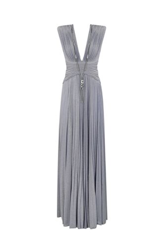 Red Carpet Dress With Lurex Jersey Necklace - Elisabetta Franchi - Modalova