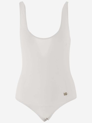 Stretch Nylon One-piece Swimsuit With Logo - Dolce & Gabbana - Modalova