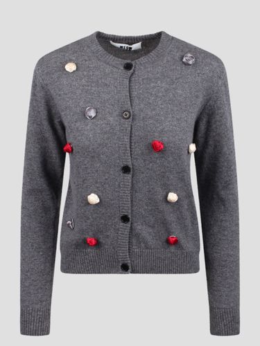 Rose-appliqué Knitted Cardigan - MSGM - Modalova