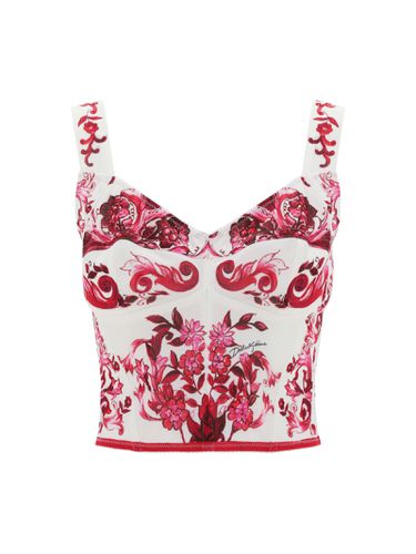 Marquisette Bustier Top With Majolica Print - Dolce & Gabbana - Modalova