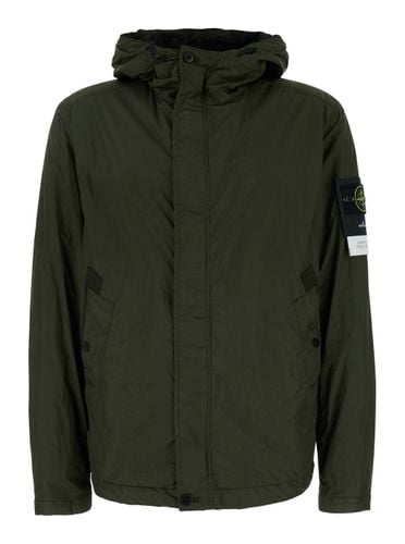 Creancle Jacket With Hood And Logo Patch On The Sleeve In Tech Fabric Man - Stone Island - Modalova