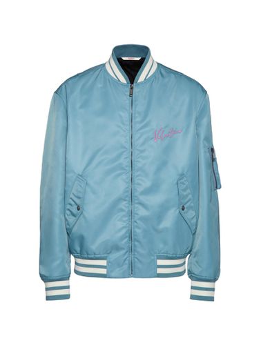 Nylon Bomber Jacket With Valentino Embroidery And Vlogo Signature Print - Valentino Garavani - Modalova